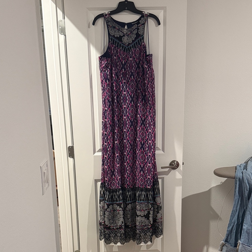 Express Purple And Black Patterned Maxi Dress - image 1